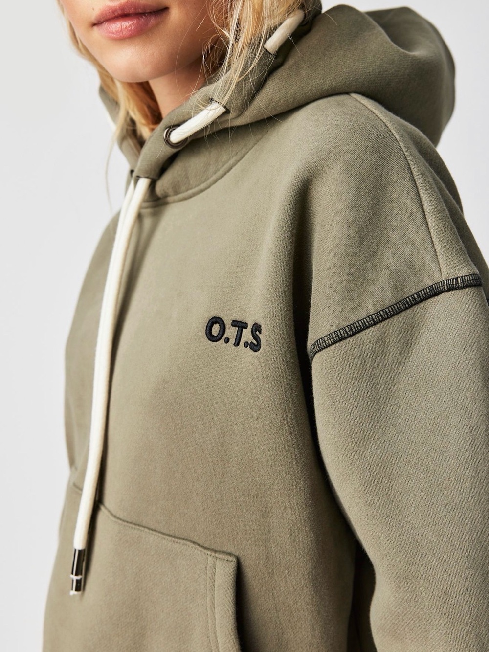 Free People ‘One Teaspoon Threaded’ Olive Green O.T.S. Pullover Hoodie